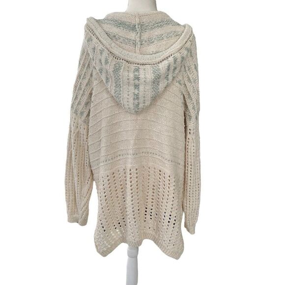 Free People One That I Want Oversized Crochet Hooded Balloon Sleeve Sweater XL - Picture 3 of 8